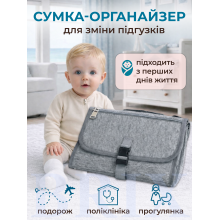 Сумка-органайзер для пеленання Сірий меланж Cationic fabric 109х56 см дорожній килимок для підгузків Сумка-органайзер для пеленання Сірий меланж Cationic fabric 109х56 см дорожній килимок для підгузків