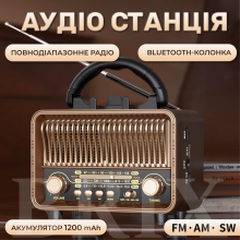 Радіоприймач портативний MG002 Коричневий Bluetooth 5.4 FM/AM/SW, USB/TF Акумуляторний з підставкою для телефону Радіоприймач портативний MG002 Коричневий Bluetooth 5.4 FM/AM/SW, USB/TF Акумуляторний з підставкою для телефону