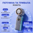 Вентилятор портативный Универсальный Голубой с функцией охлаждения и аккумулятором 3000 мАч